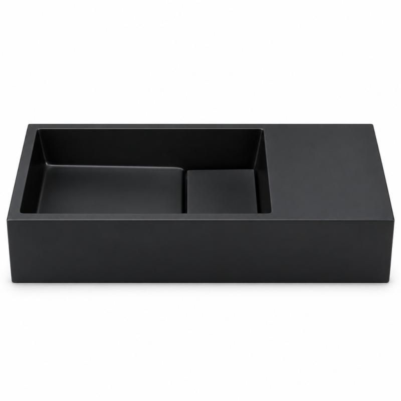 Solid-S Fontein solid surface B36xD18xH10 cm mat zwart met cover 1208953168